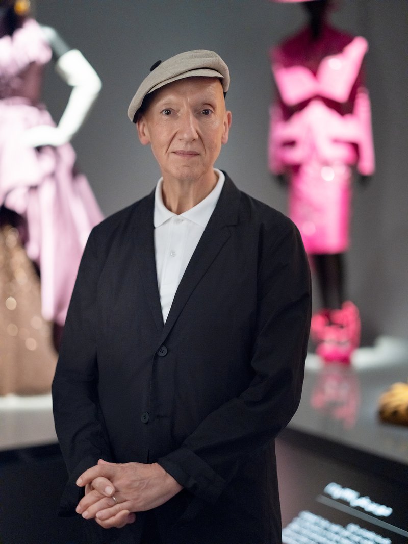 Portrait of Dior's milliner Stephen Jones at the Christian Dior exhibition at M7.