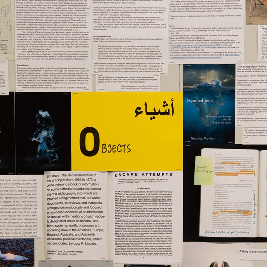 A collection of documents surround a yellow paper in the middle that has the word 'Objects' written on it.
