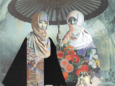 two ladies wearing an abaya and kimono