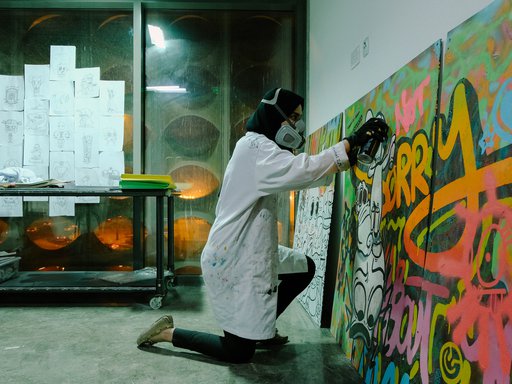 Aisha Al-Fadhala's studio at the Fire Station