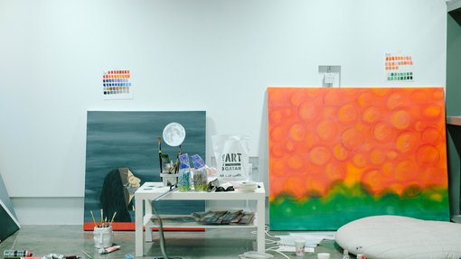 Aisha Al-Malki's studio at the Fire Station.