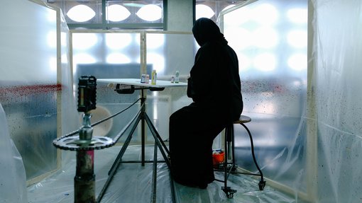 Fatma Al-Nuaimi's studio at the Fire Station