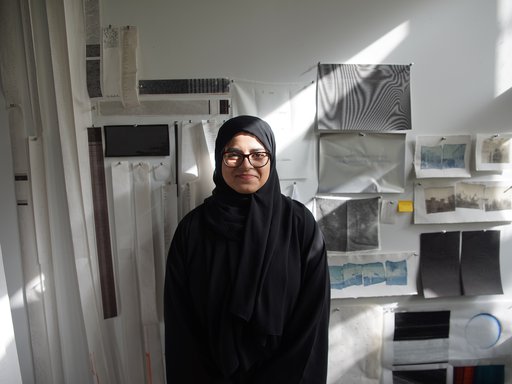 Artist in residence Eman Makki in her studio at the Fire Station.