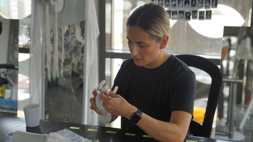 Federica Visani working in her studio.