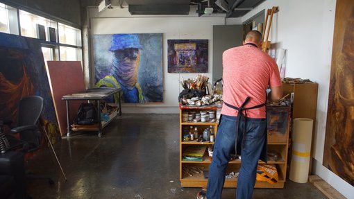 Artist Jesse Payne's studio at the Fire Station.
