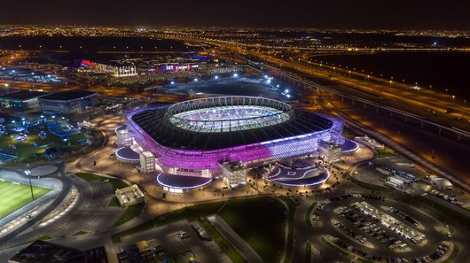 Night shot of Ahmad Bin Ali Stadium