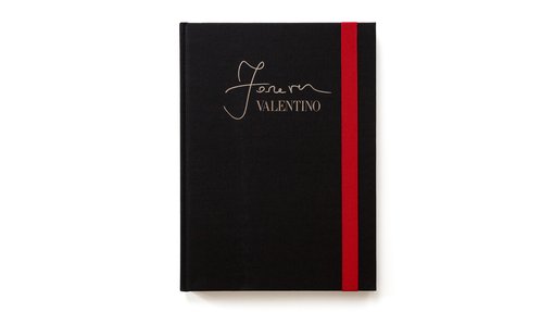 Black front cover of the Forever Valentino exhibition catalogue