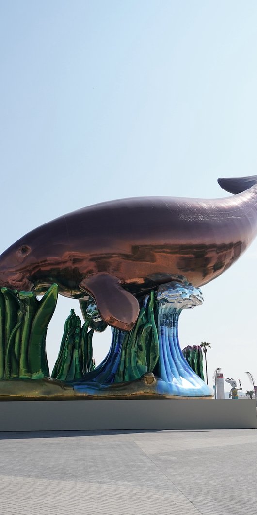 Large-scale inflatable dugong installation