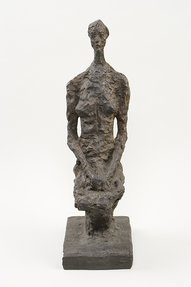 Sculpture titled "Seated Woman" by Alberto Giacometti.