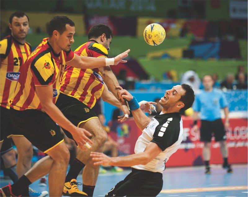 player falling while playing handball