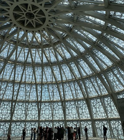 A group of visitors admire a magnificent ceiling during a Marchitecture tour organised by Qatar Museums