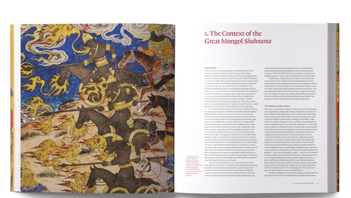 inner pages of the publication featuring text and images of the shahnama