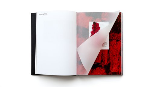 Two page spread of the Forever Valentino exhibition catalogue