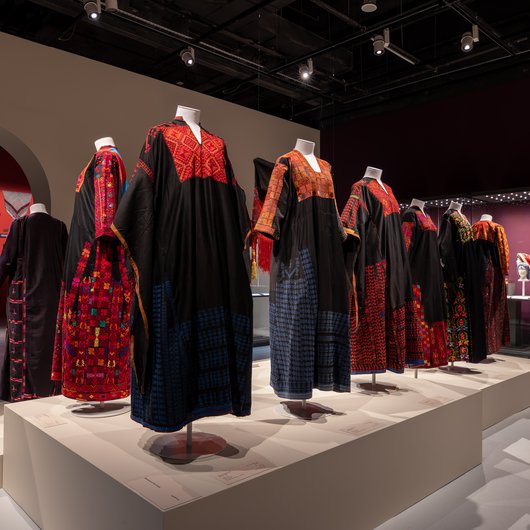 Vibrant collection of Palestinian dresses