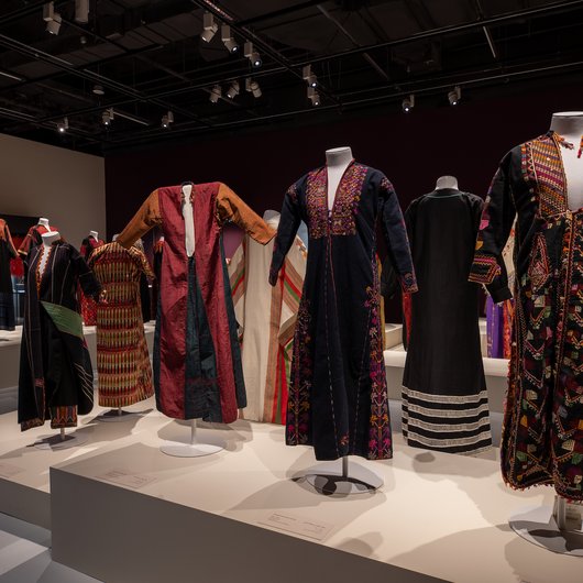 A collection of traditional Palestinian dresses from the Southern Syrian Area