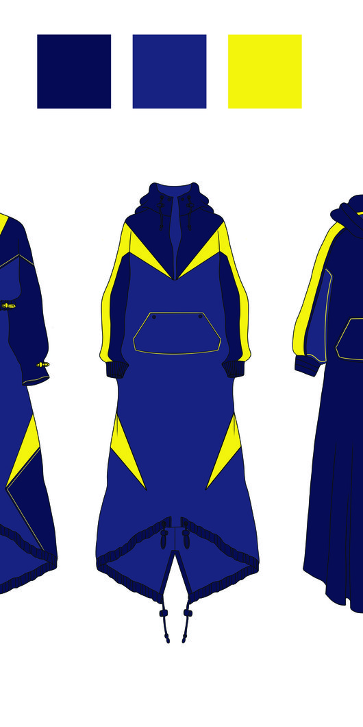 Abaya illustrations in yellow and navy