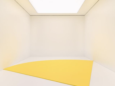 Yellow art installation in a room