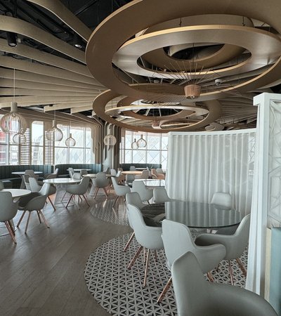 interior of naua restaurant at the 3-2-1 olympics sports museum
