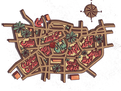 map liwan mshereib old downtown illustration