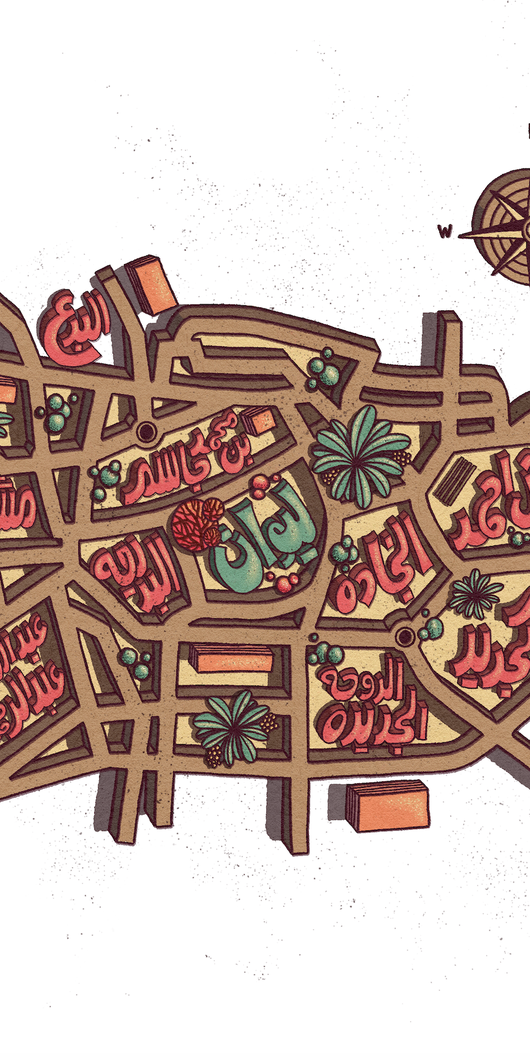 map liwan mshereib old downtown illustration