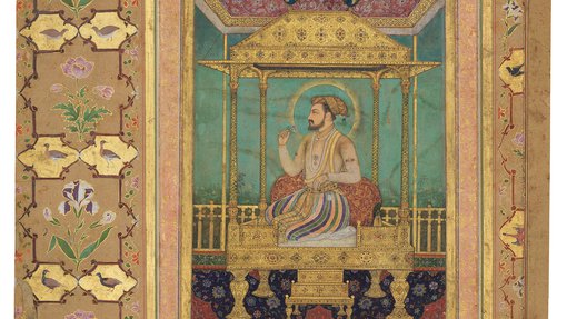 Portrait of the Mughal Emperor Shah Jahan on the Peacock Throne