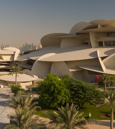Aerial view of National Museum of Qatar exterior