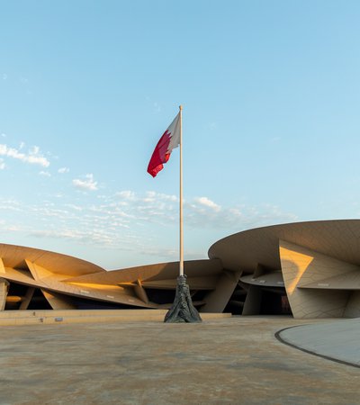 The flag of glory public art display at the National Museum of Qatar