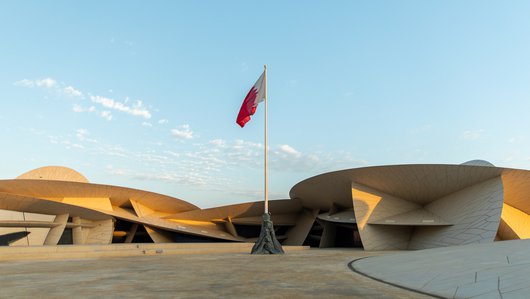 The flag of glory public art display at the National Museum of Qatar