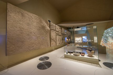 Interior of a gallery space at the National Museum of Qatar